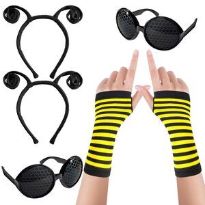 5423 6-piece Insect Antenna Headdress Set With Bee Print Arm